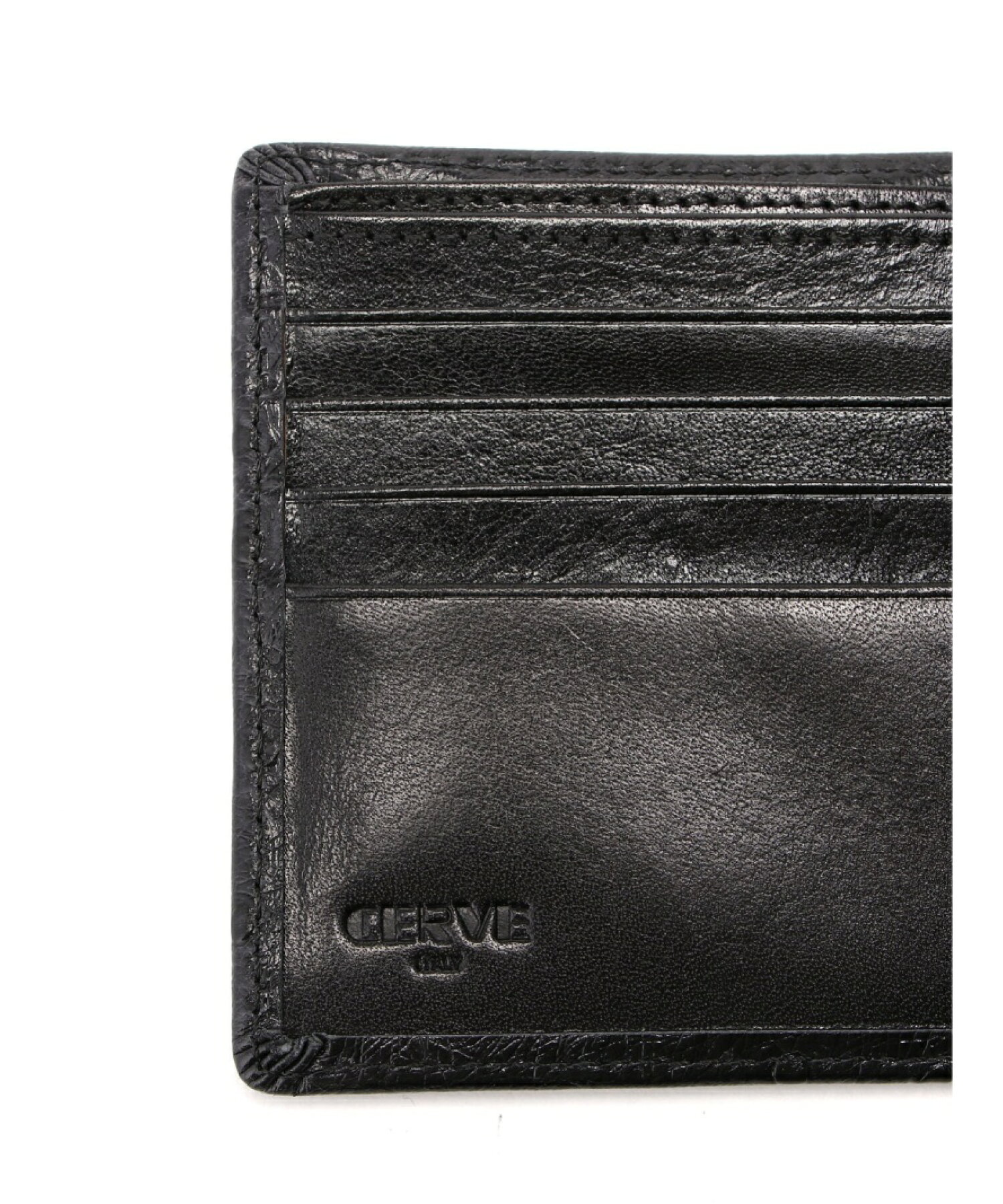 CERVE/(M)牛革 オストリッチ型押風 二つ折財布
